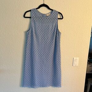 LOFT light Blue Sheath Mini Dress Crew Neck Sleeveless